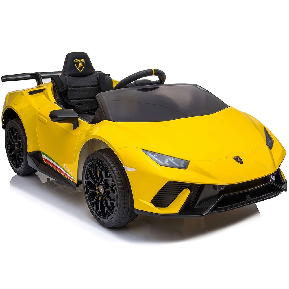 Masinuta electrica Chipolino Lamborghini Huracan yellow cu scaun din piele si roti EVA - 2