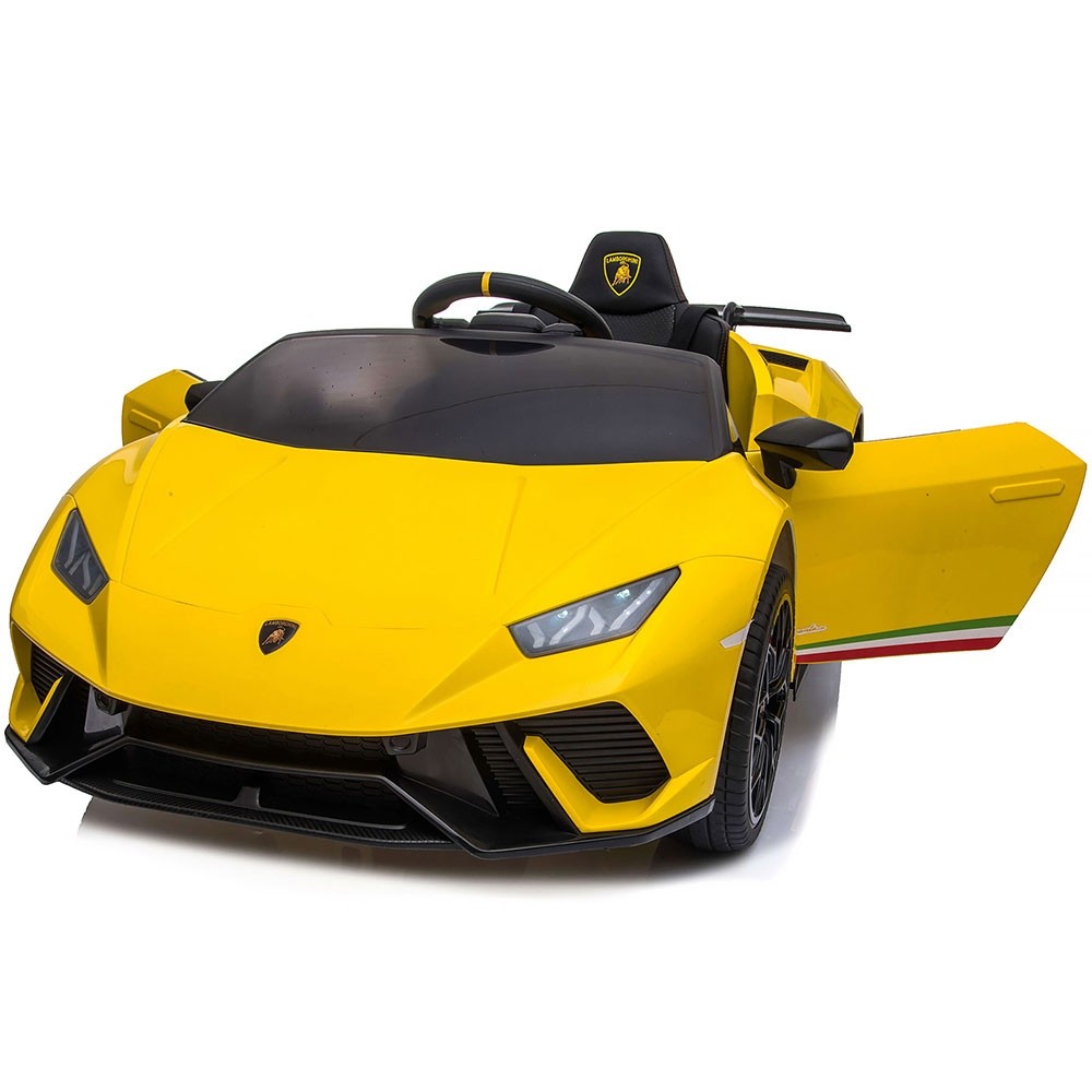 Masinuta electrica Chipolino Lamborghini Huracan yellow cu scaun din piele si roti EVA - 3