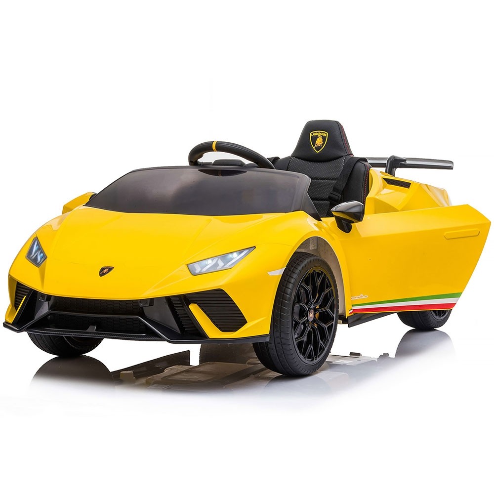Masinuta electrica Chipolino Lamborghini Huracan yellow cu scaun din piele si roti EVA - 5