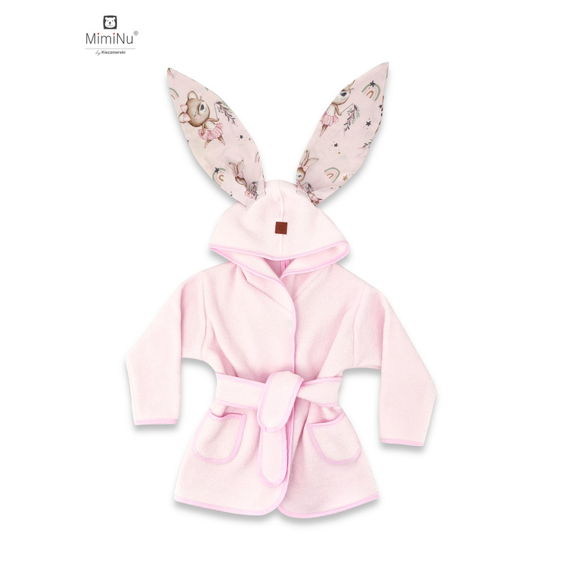 Halat de baie MimiNu cu urechi din bumbac si thermallerina fleece 5-7 ani Little Ballerina Pink - 1 | YEO