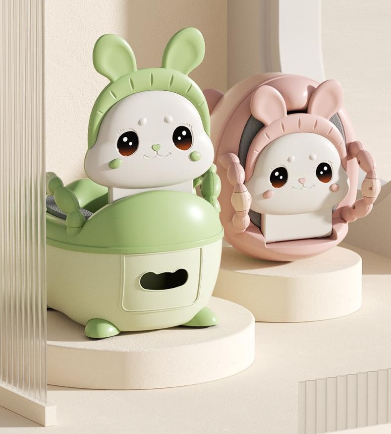 Olita cu manere si reductor moale Little Mom Cute Rabbit Green - 3 | YEO