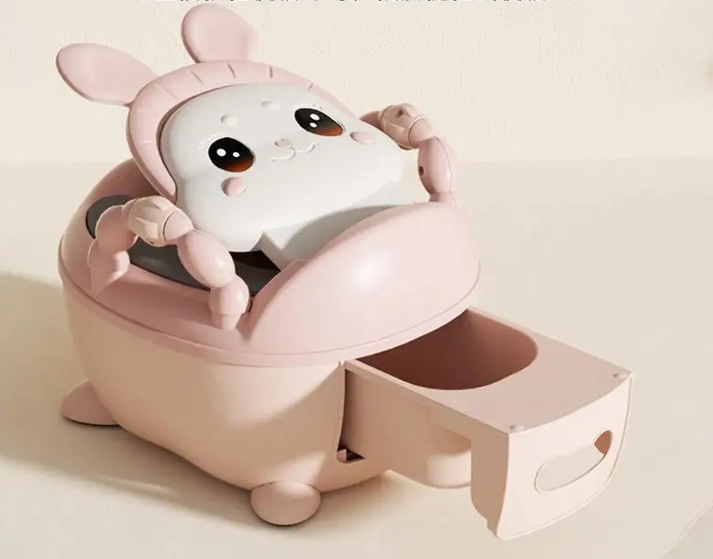 Olita cu manere si reductor moale Little Mom Cute Rabbit Pink - 2 | YEO