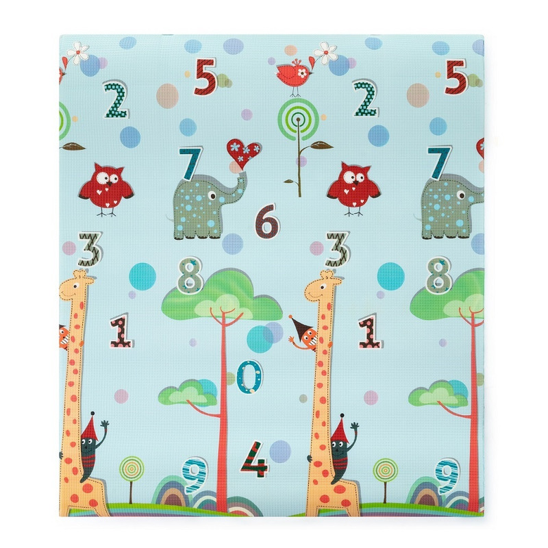 Covoras de joaca interactiv PetiteMars Joy Max 180 x 150 x 1.5 Animale si cifre multicolor