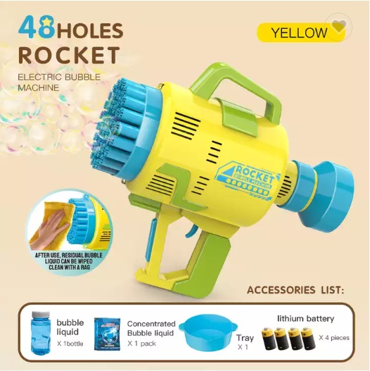 Pistol cu baterii pentru baloane de sapun cu 48 de orificii Rocket Bubble - 4 | YEO