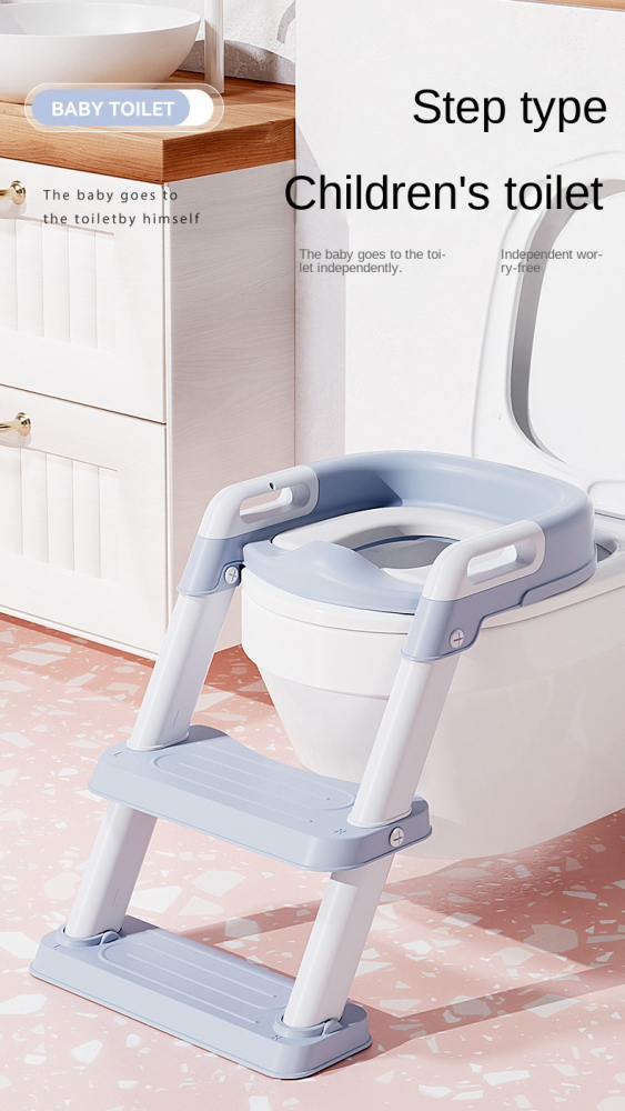 Reductor toaleta pliabil cu scara Little Mom Kids Steps Blue - 1 | YEO