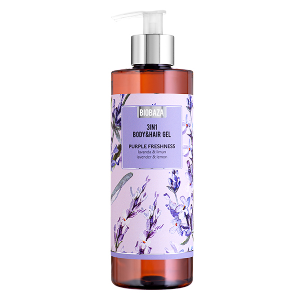 Sampon  gel de dus Biobaza cu ulei de lavanda si ulei de lamaie Purple Freshness 400 ml