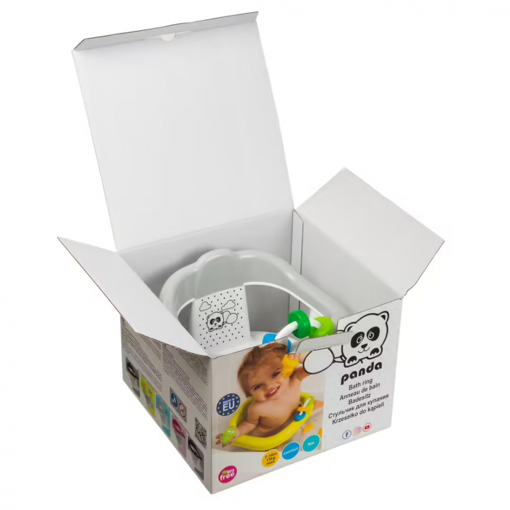 Scaun de baie Maltex Baby pentru bebelusi cu jucarii Panda Gri - 3 | YEO