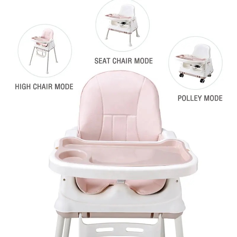 Scaun de masa multifunctional 3in1 pliabil cu roti Little Mom Toddler Pink - 1 | YEO