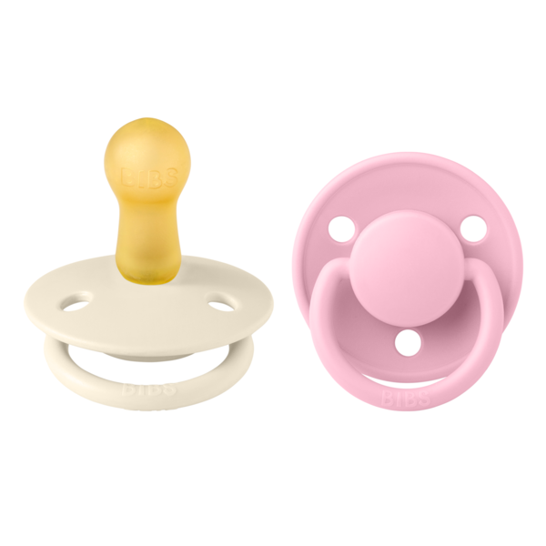 Set 2 suzete Bibs de lux Latex tetina rotunda 6 luni + IvoryBaby Pink