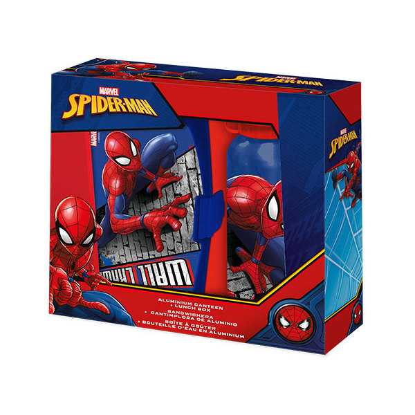 Set cutie sandwich si recipient lichide aluminiu 500ml SunCity Spiderman Wall EWA50006SP - 1 | YEO