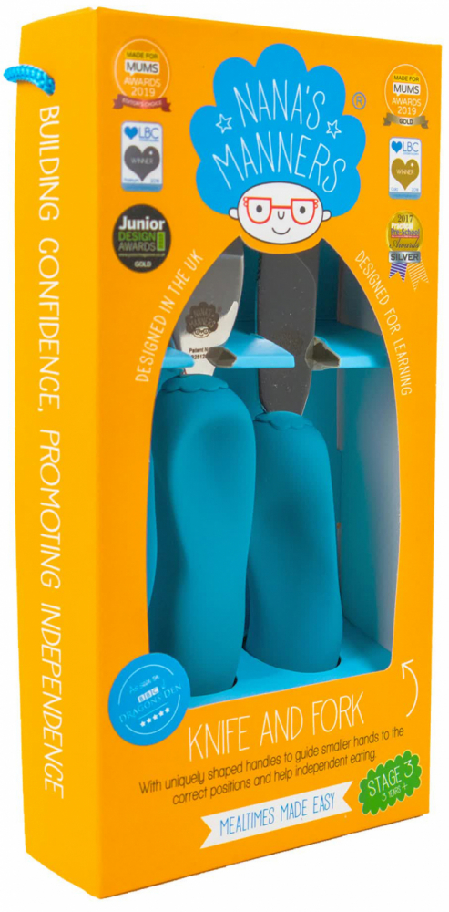 Set Tacamuri Pentru Copii 3 Ani+ Furculita Si Cutit Etapa 3 Albastru