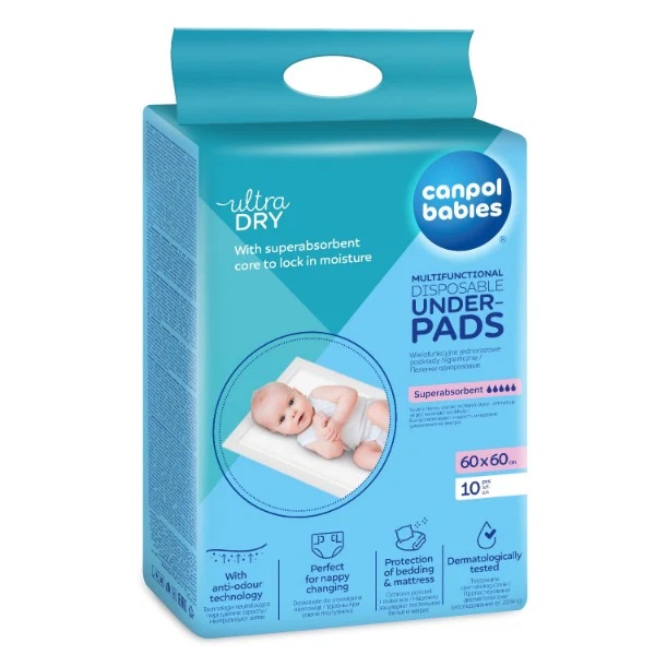 Set 10 aleze de unica folosinta canpol babies 60x60 cm 78006