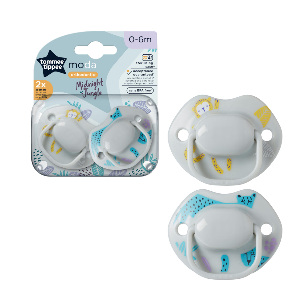 Suzeta Tommee Tippee Moda design ortodontic simetric 0-6 luni 2 buc alb