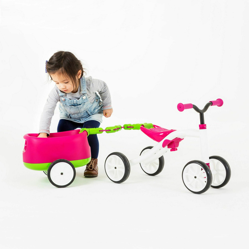 Tricicleta usoara Chillafish RideOn Quadie cu remorca Pink - 1