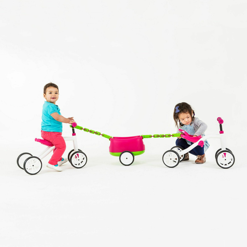 Tricicleta usoara Chillafish RideOn Quadie cu remorca Pink - 2