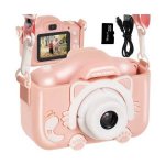 Aparat foto digital Kruzzel pentru copii Kitty 2 inch 3MP card 16GB MY18070 roz