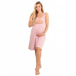 Camasa de alaptat For Mommy, din bumbac, cu fermoar discret pe mijloc, fara maneci, masura S/M, Sofia Dusty Pink