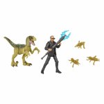Set 2 figurine Dr. Ian Malcolm si Velociraptor Jurassic World Dominion