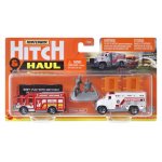 Set 2 vehicule MBX Fire Rescue Hazard Squad MBX Ambulance Matchbox Hitch&Haul scara 1:64