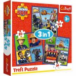 Puzzle Trefl 3 in 1 Pompierul Sam O zi din viata Pompierilor
