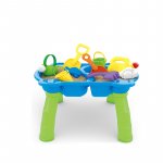 Masa de joaca Petite&MarsToby pentru apa si nisip cu 9 jucarii diferite incluse Albastru/Verde