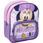 Rucsac Minnie Mouse cu buzunar transparent 25x30x12 cm