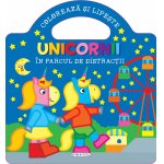 Carte de colorat cu abtibilduri Unicornii - In parcul de distractii