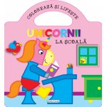 Carte de colorat cu abtibilduri Unicornii - La scoala