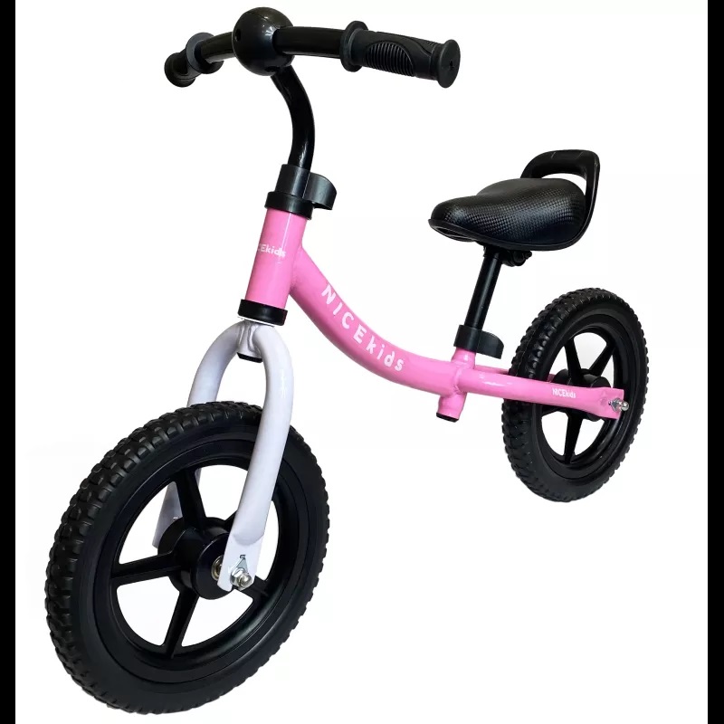 Bicicleta fara pedale 12 inch Nice Kids White Pink NICEkids imagine 2022 protejamcopilaria.ro