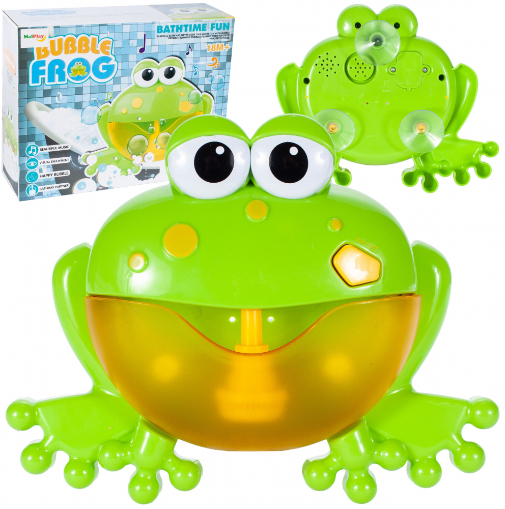 Jucarie de baie cu difuzor de spuma, cu Lumini si 12 Melodii, Bubble Frog 23cm