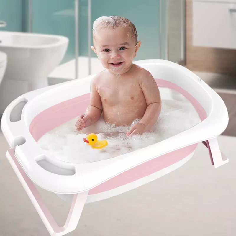 Poze Cadita pliabila cu hamac si termometru pentru copii Pink nichiduta.ro 