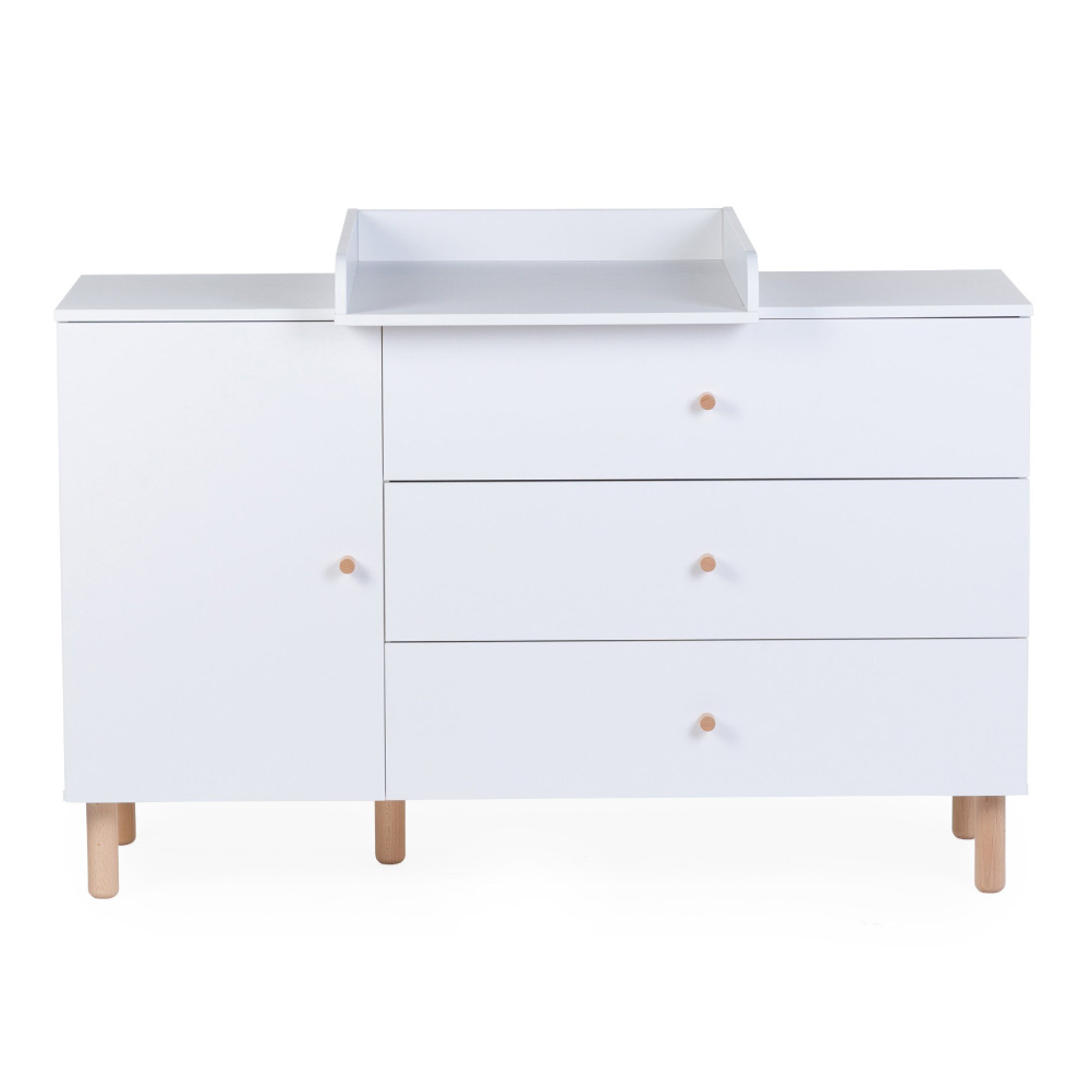 Comoda Childhome Wonder White 137x75x93 cm cu masa de infasat