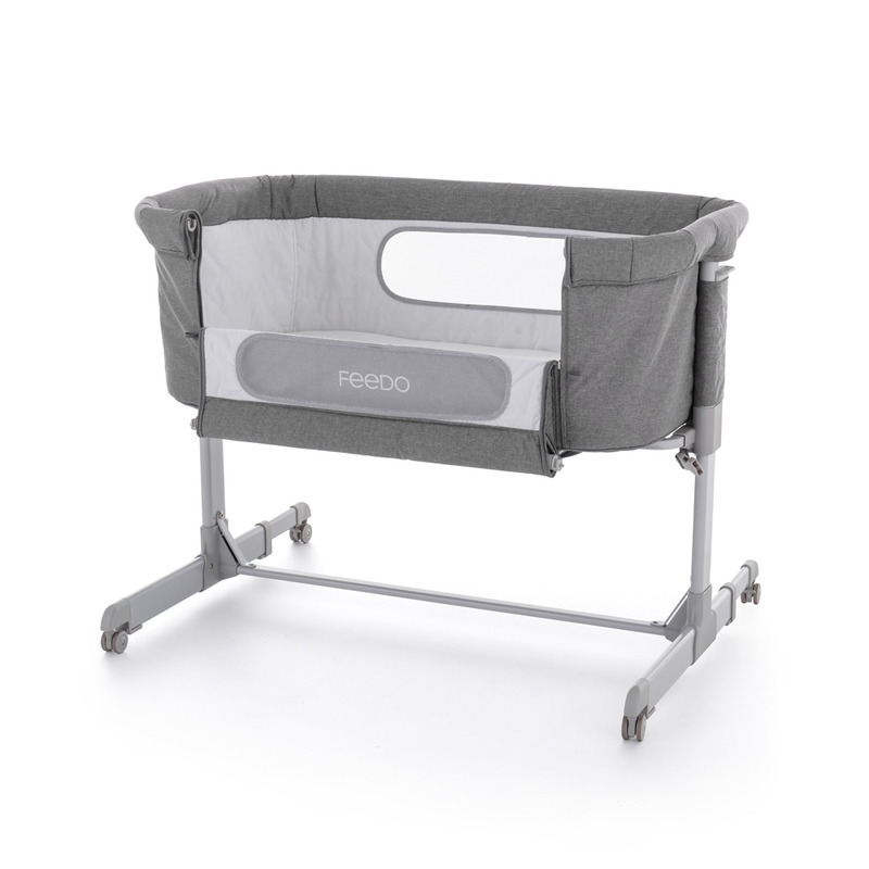 Patut co-sleeper Feedo pliabil 0-5 luni gri