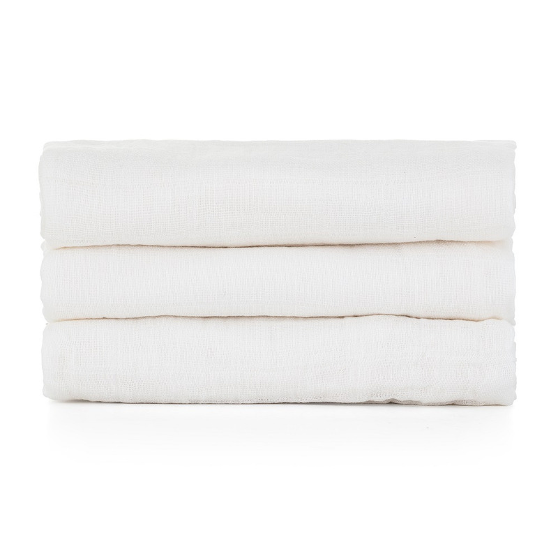 Set 3 scutece Feedo din muselina multifunctionale 68x68 cm 0 luni+ alb - 2