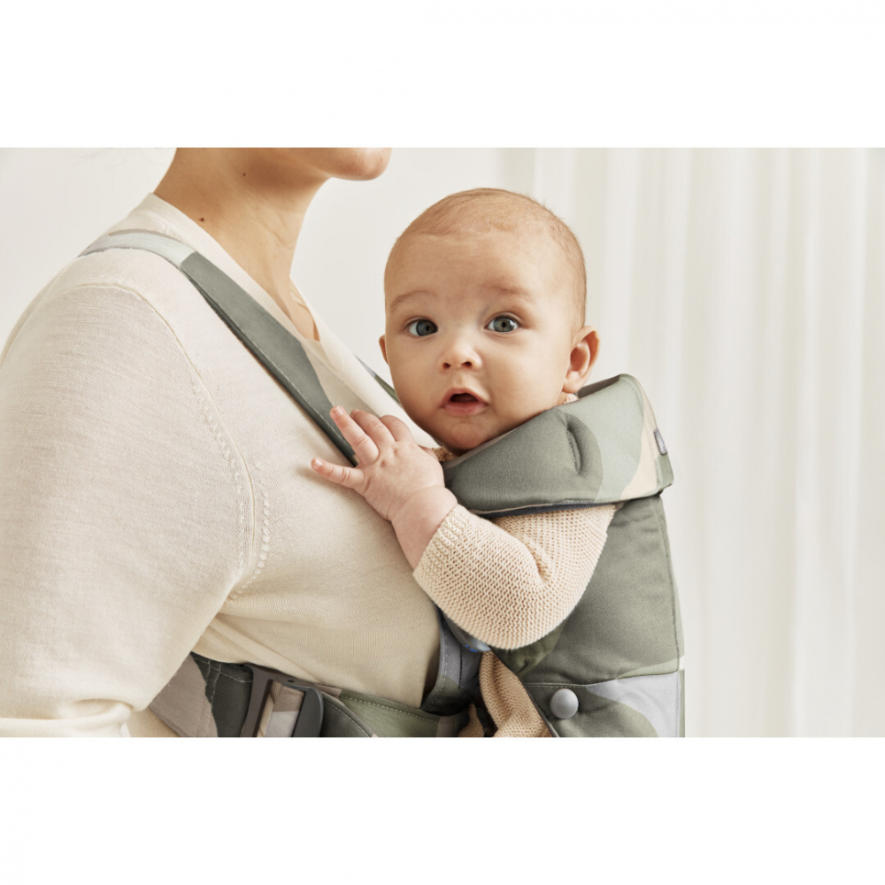 Marsupiu anatomic BabyBjorn cu multiple pozitii de purtare Mini bumbac KhakiGreen - 2 | YEO