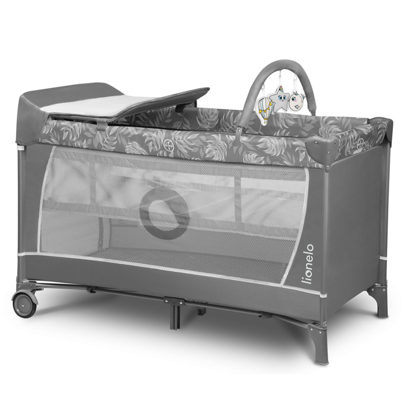 Patut pliant Lionelo cu doua nivele Flower 120x60 cm gri