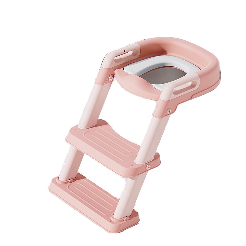 Reductor toaleta pliabil cu scara Little Mom Kids Steps Pink