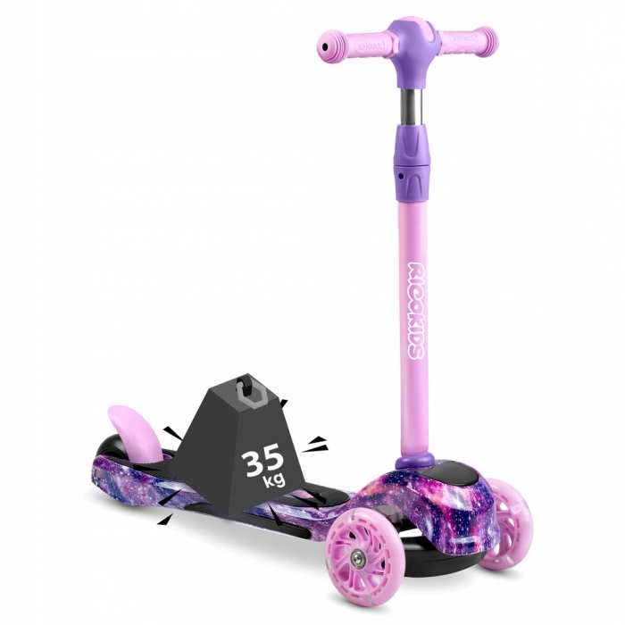 Trotineta Ricokids cu roti LED Piko Violet Roz