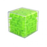 Cub labirint cu biluta maze 6x6cm Green