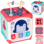 Cub senzorial educational Labirint Sorter 7in1 Pinguin Pink