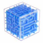 Cub labirint cu biluta maze 6x6cm Blue