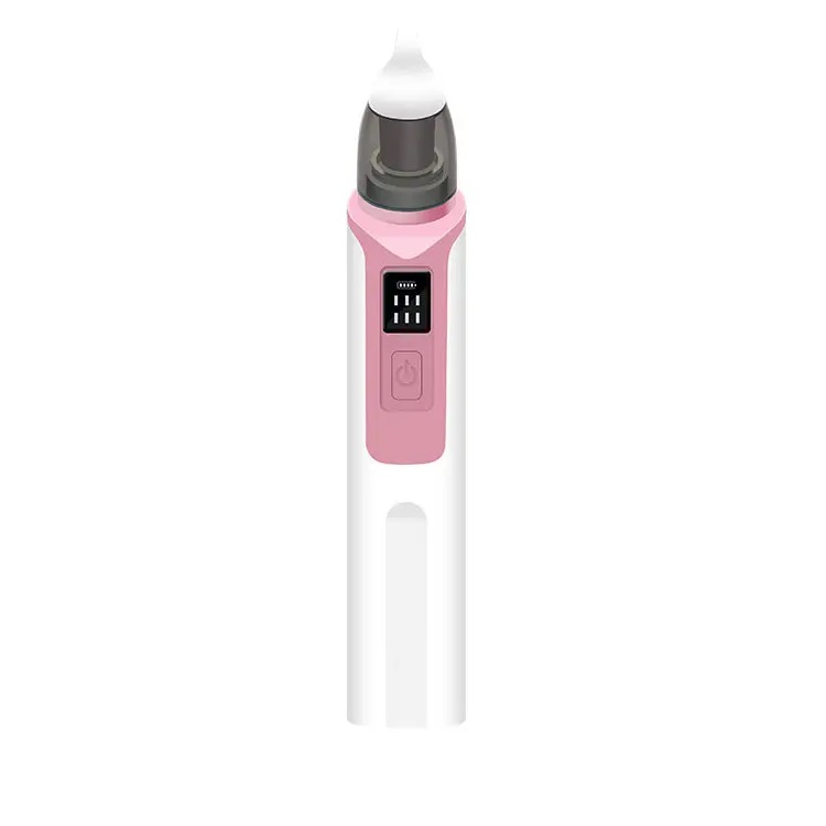 Aspirator nazal pentru copii, NiceKids cu 6 moduri de funcionare, 2 varfuri din silicon, 10 filtre interschimbabile, alimentare cu baterie, incarcare USB 500mAh Pink