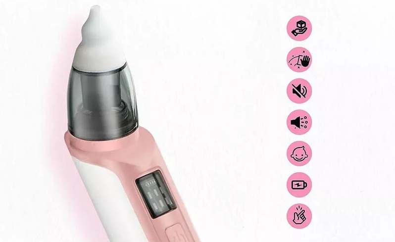 Aspirator nazal cu 6 trepte de aspirare si incarcare USB 500mAh Pink