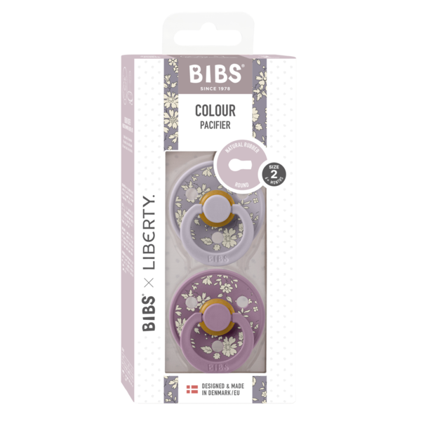 Set 2 suzete Bibs x Liberty Colour Capel Latex tetina rotunda 6 luni+ Fossil GreyMauve - 1 | YEO