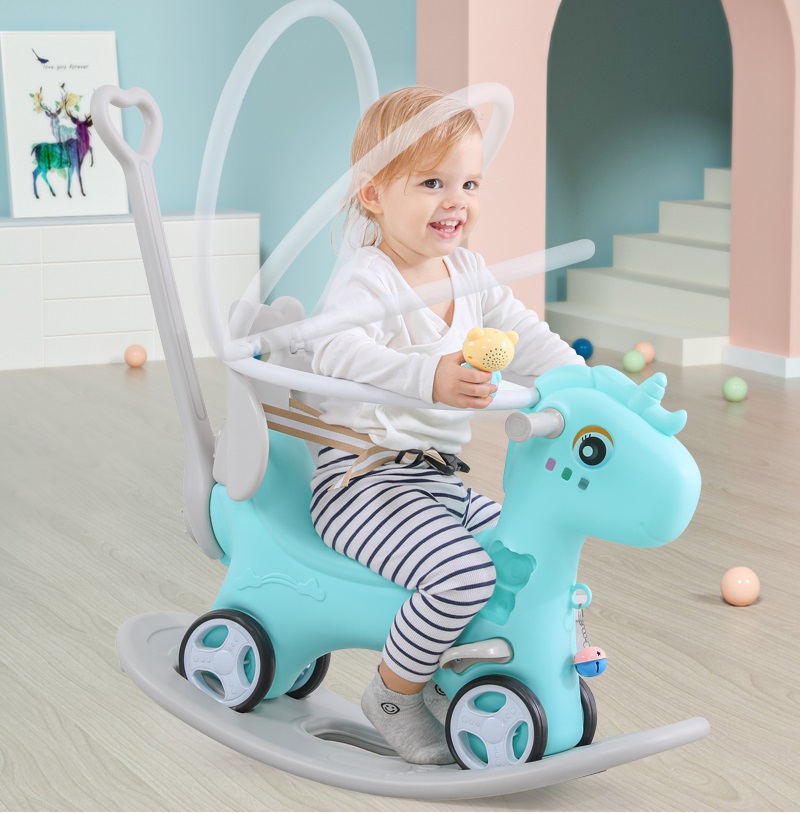 Poze Balansoar 3 in 1 cu maner parental Nichiduta Happy Unicorn Blue nichiduta.ro 