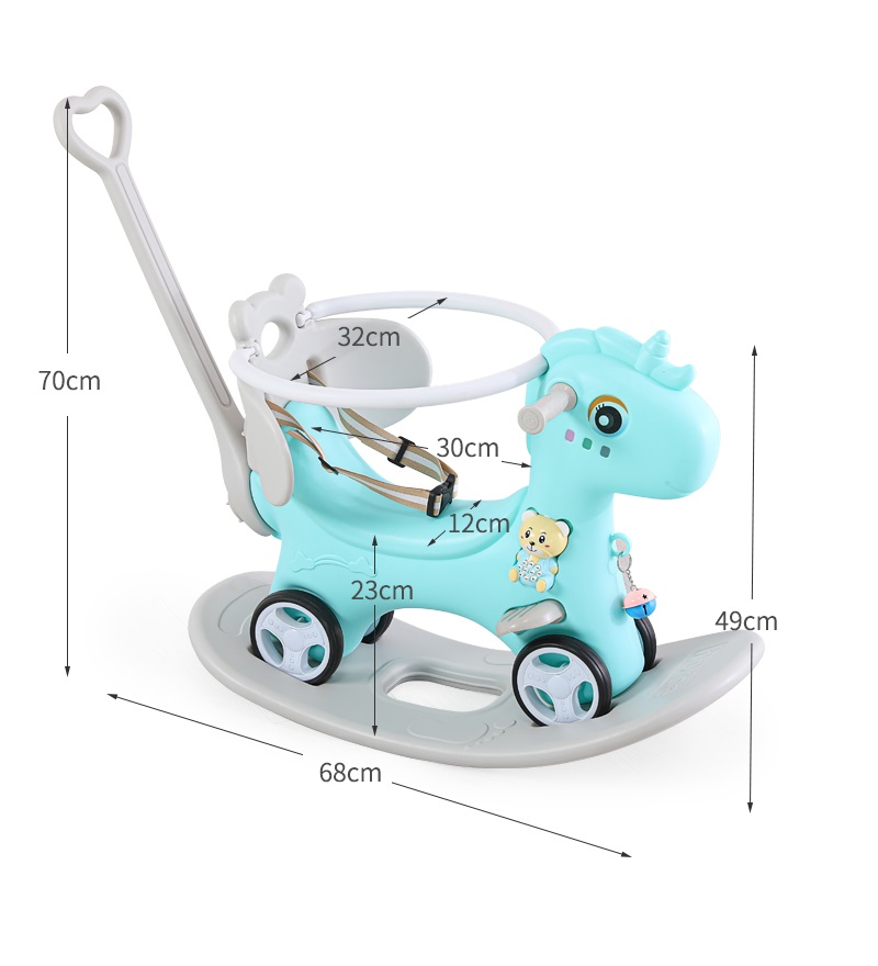 Poze Balansoar 3 in 1 cu maner parental Nichiduta Happy Unicorn Blue nichiduta.ro 