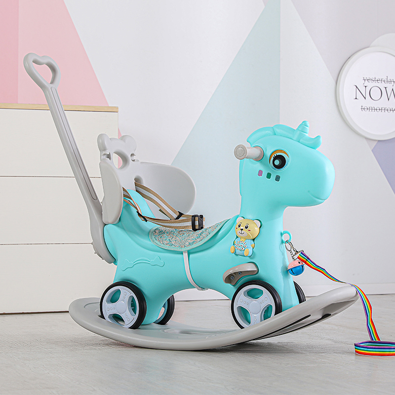 Poze Balansoar 3 in 1 cu maner parental Nichiduta Happy Unicorn Blue nichiduta.ro 