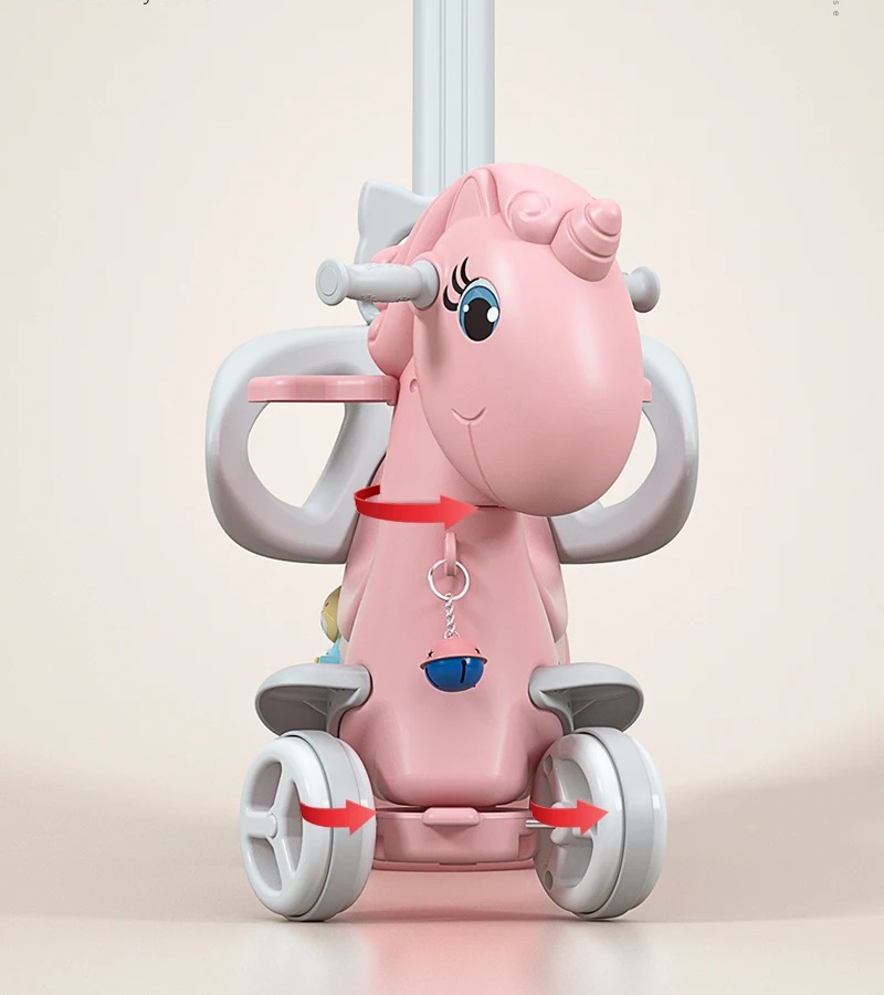 Poze Balansoar 3 in 1 transformabil in vehicul fara pedale cu maner parental,roti EVA,centuri de siguranta,jucarie muzicala,spatar si bara de siguranta detasabile Nichiduta Garden Cleo Pink nichiduta.ro 