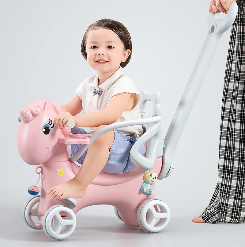 Poze Balansoar 3 in 1 transformabil in vehicul fara pedale cu maner parental,roti EVA,centuri de siguranta,jucarie muzicala,spatar si bara de siguranta detasabile Nichiduta Garden Cleo Pink nichiduta.ro 