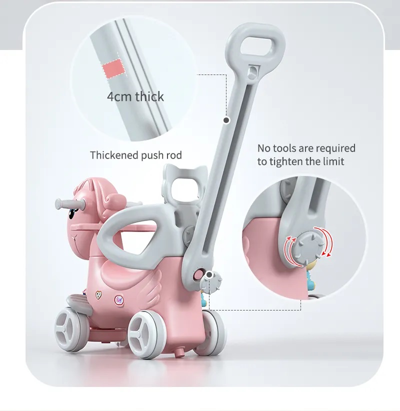 Poze Balansoar 3 in 1 transformabil in vehicul fara pedale cu maner parental,roti EVA,centuri de siguranta,jucarie muzicala,spatar si bara de siguranta detasabile Nichiduta Garden Cleo Pink nichiduta.ro 